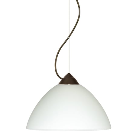 Besa Lighting Tessa Cord Pendant, White, Bronze Finish, 1x9W LED 1KX-420107-LED-BR